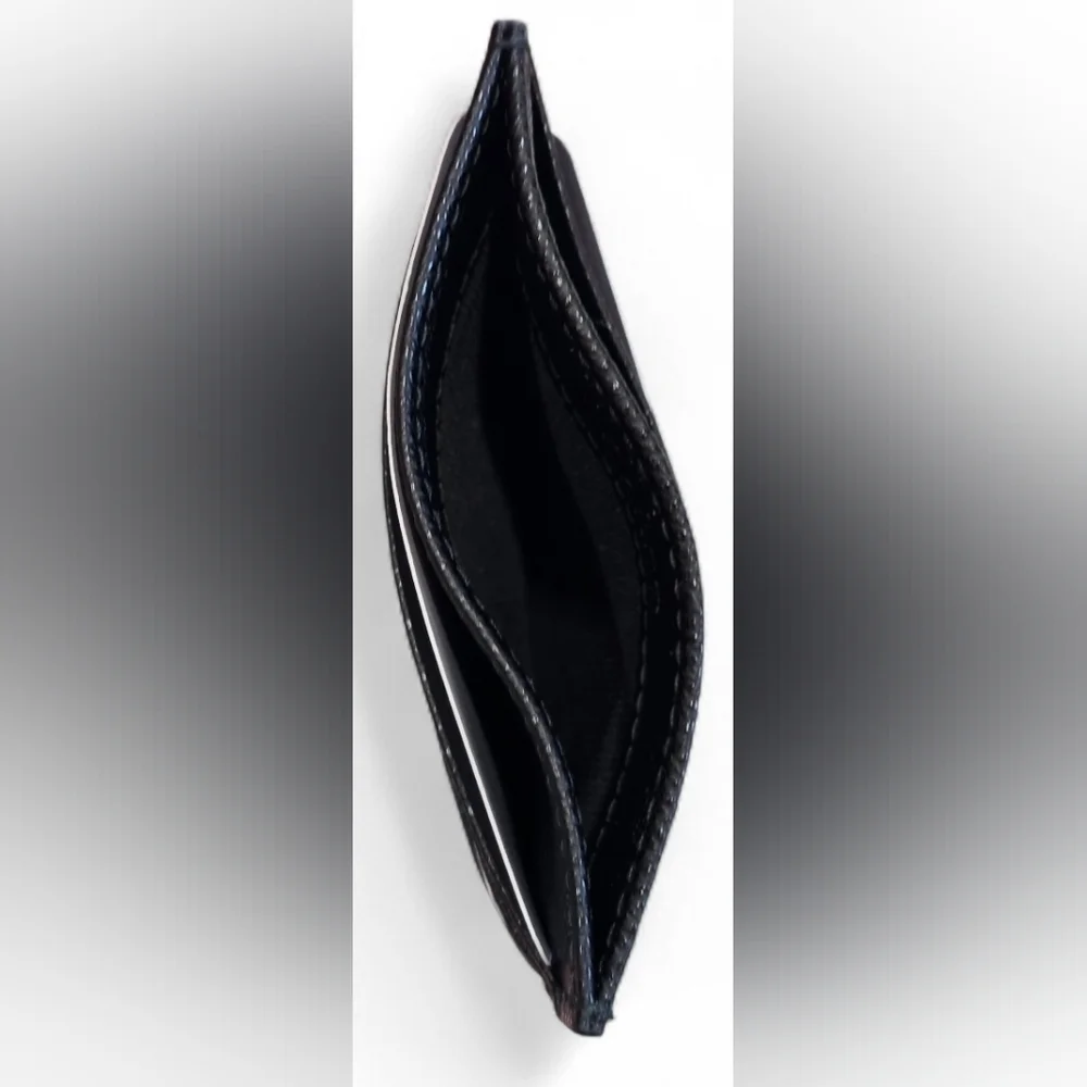 Furla Classic Credit Card Case Textured Leather In Black, New